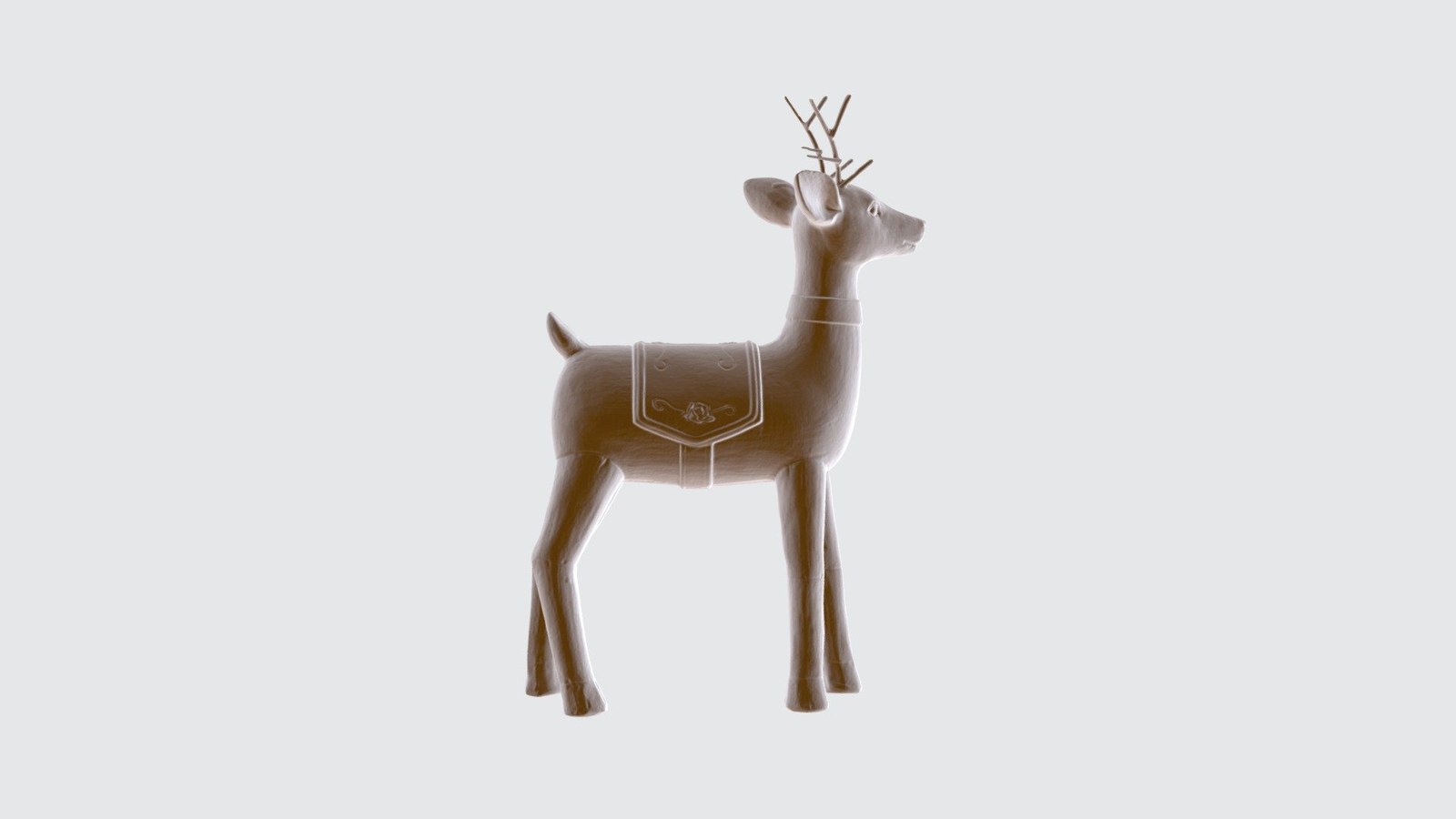 Clean 3D scan result of a deer figurine captured on the EinScan SE V2, showing fine surface geometry