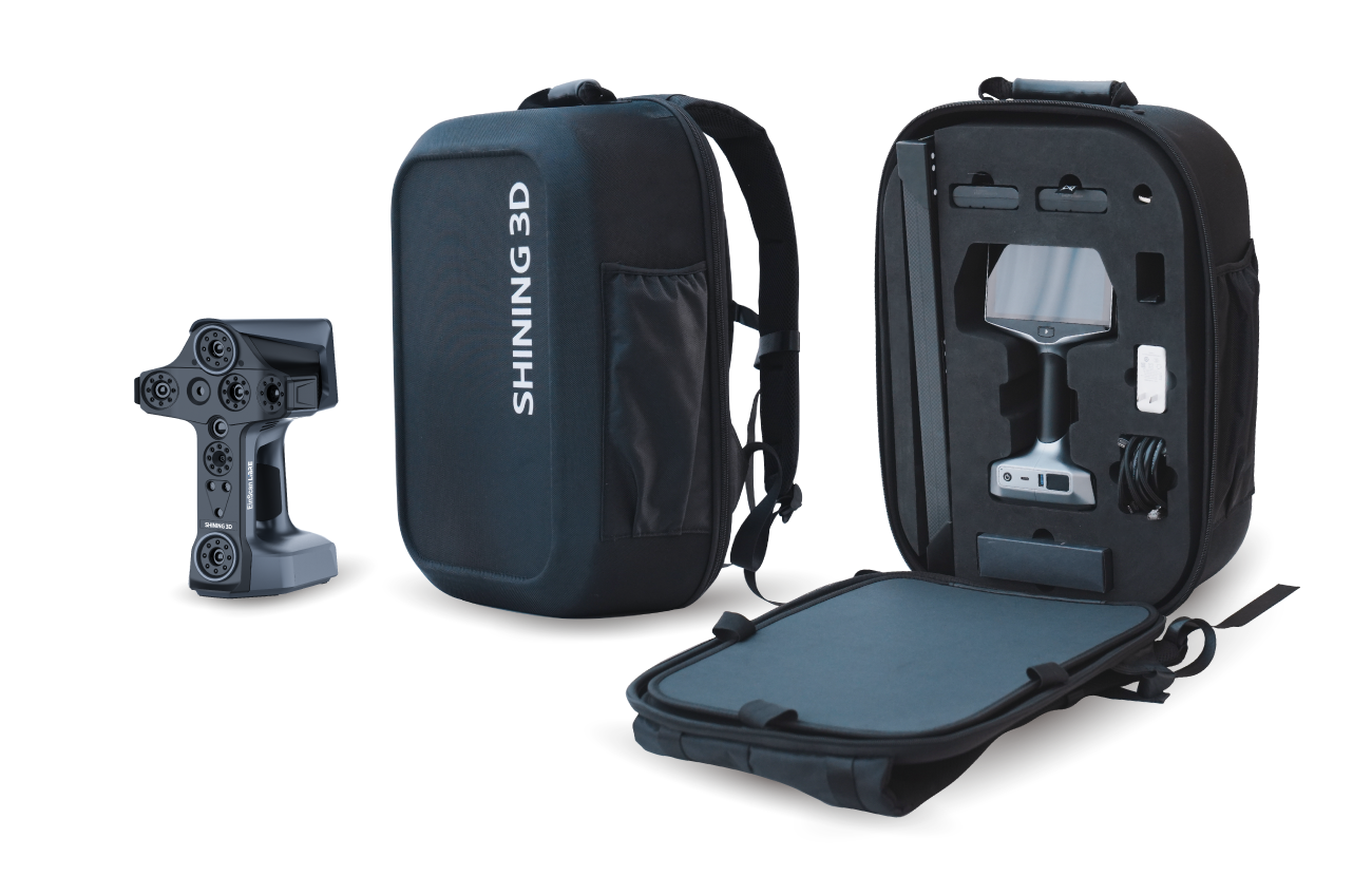 EinScan Libre field backpack carrying case &mdash; the entire scanner, battery, and accessories deploy from a single backpack to remote sites