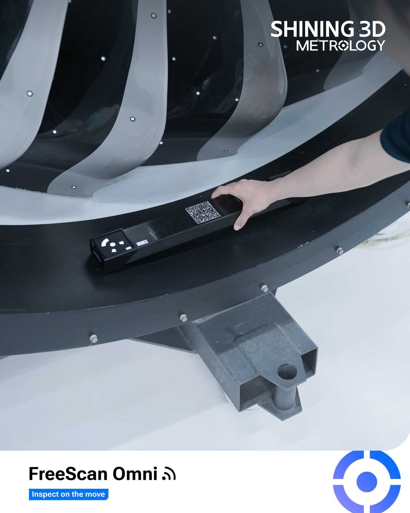 FreeScan Omni metrology-grade accuracy &mdash; PTB-certified SHINING 3D Inspect onboard inspection