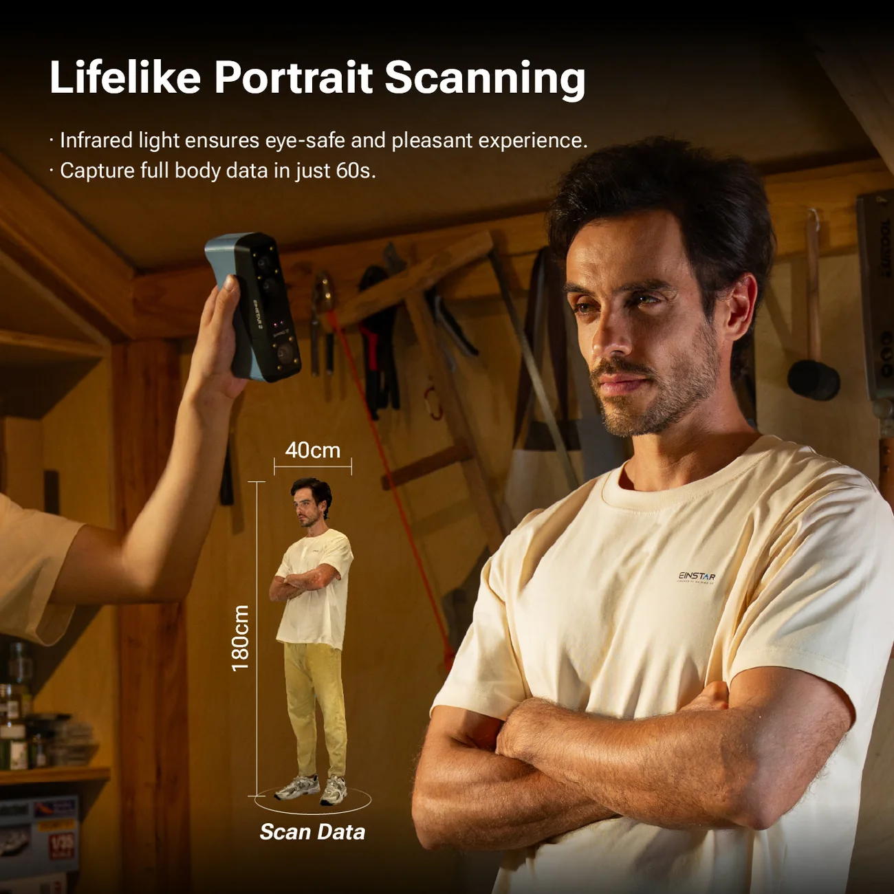 EINSTAR 2 IR rapid mode scanning a person, eye-safe, with a full-body color scan result