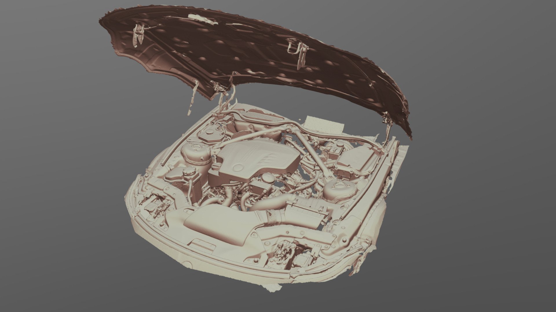 BMW Z4 engine bay scanned with the EINSTAR Rockit &mdash; interactive 3D model &mdash; click to rotate in 3D