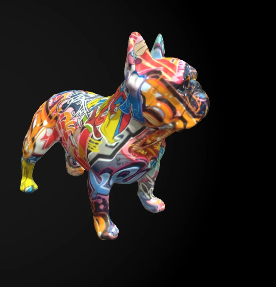 EINSTAR Vega full-color 3D scan of a vividly painted bulldog statue with accurate texture