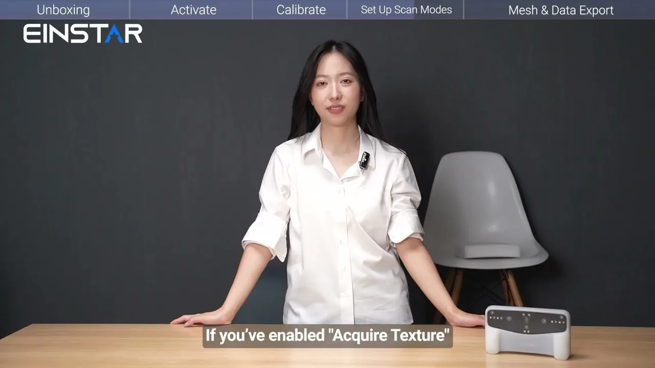 EINSTAR Vega demonstration video still — getting started with the wireless all-in-one 3D scanner
