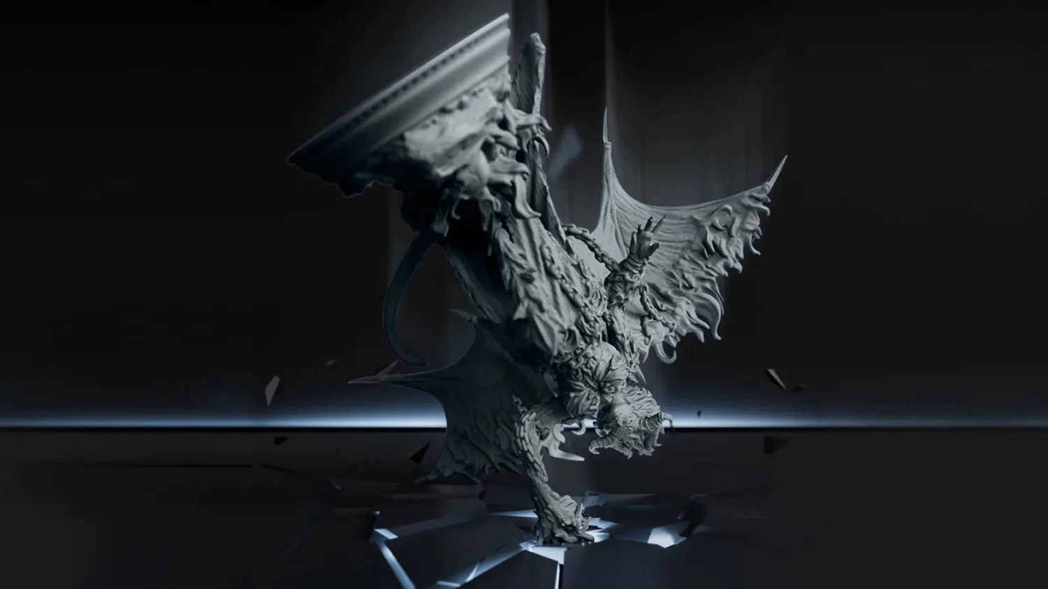Detailed PAF10 dragon miniature lifting cleanly out of the resin vat