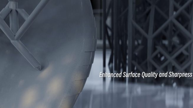Close-up of a smooth resin part printed with the Reflex 3D anti-aliasing for enhanced surface quality