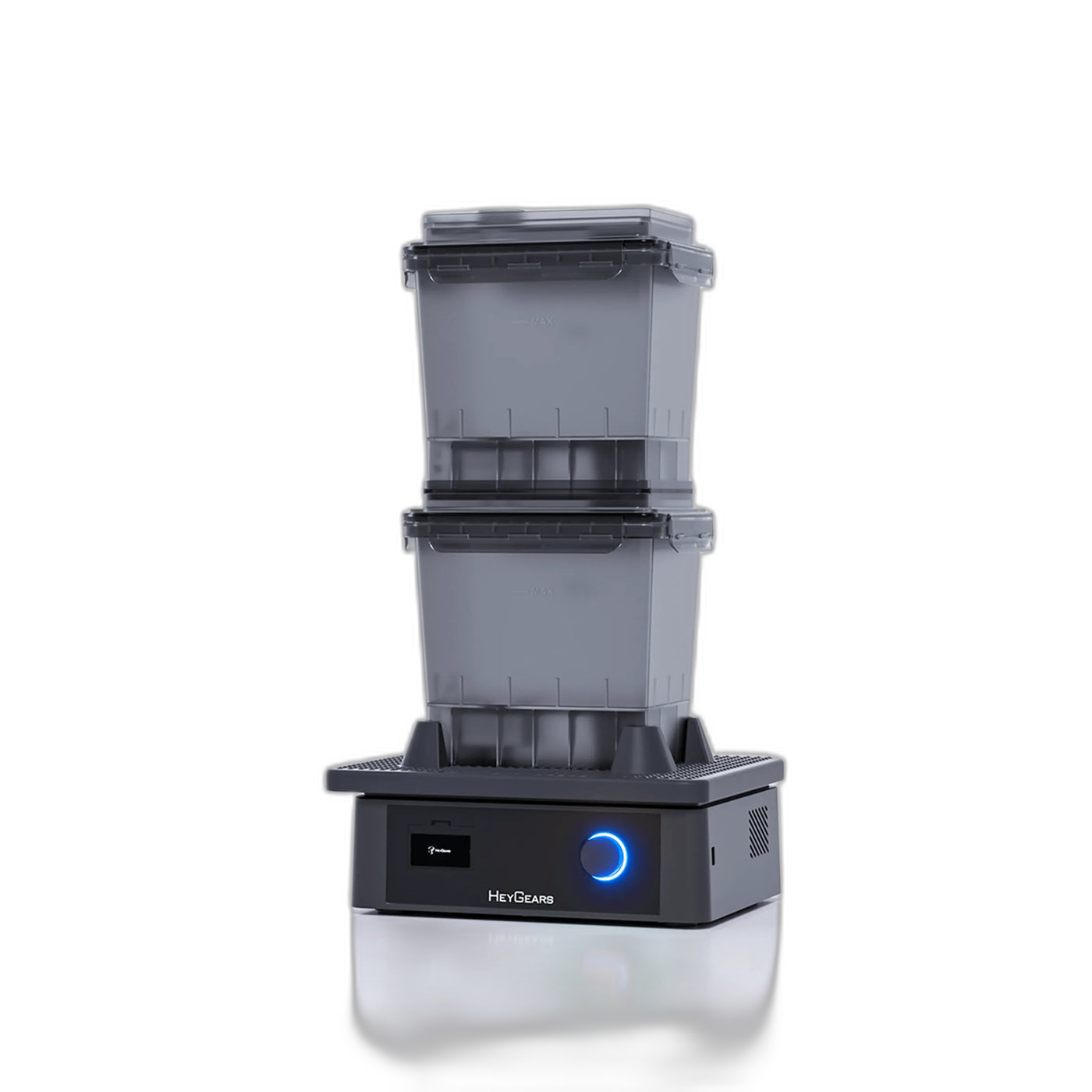 HeyGears UltraCraft Wash station with two stacked translucent wash containers on a powered base