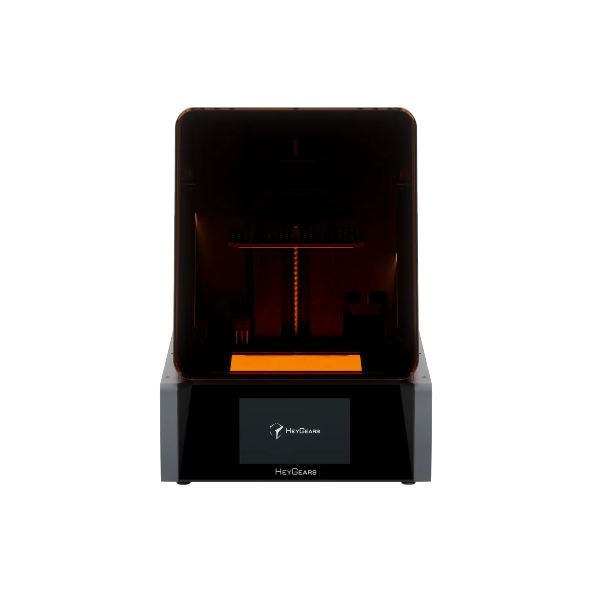 HeyGears UltraCraft Reflex Turbo automated resin 3D printer — front view with amber UV hood