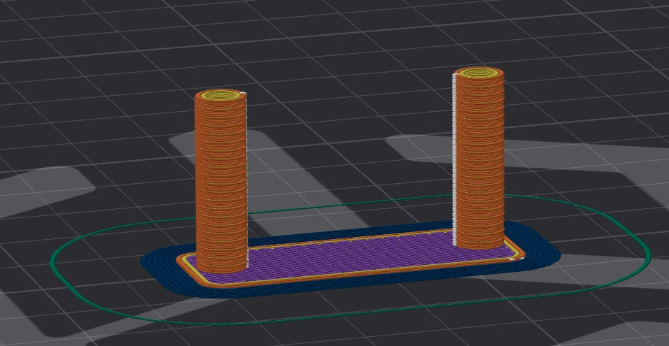 Sliced retraction test showing the twin towers the tool head travels between