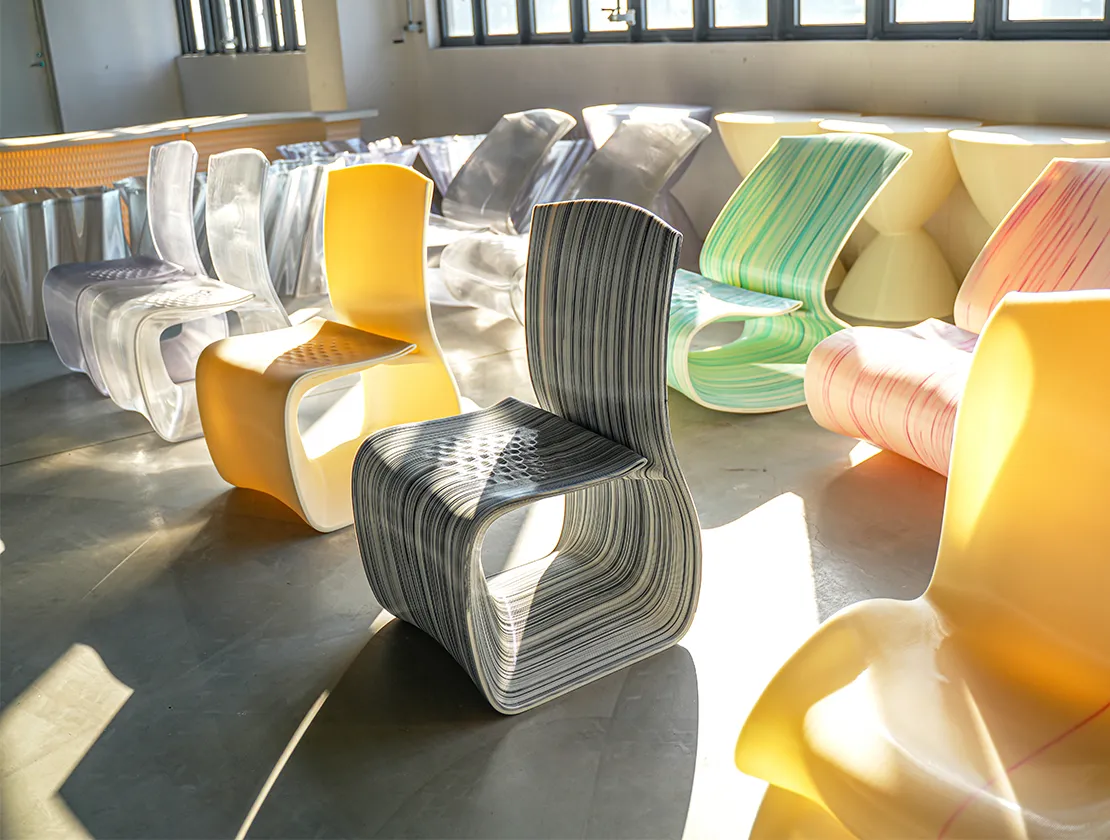 Full-scale furniture pieces printed on a Kings industrial SLA system