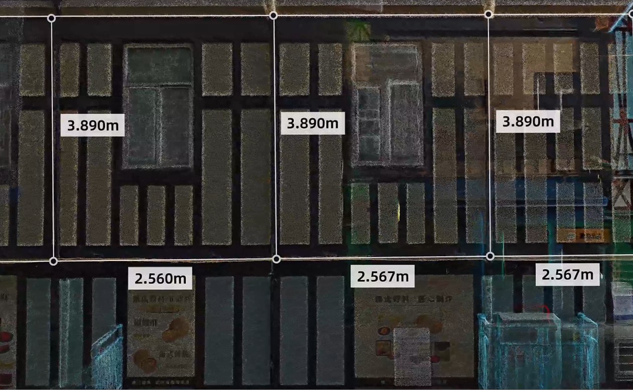 Lixel K2 measurement accuracy — 1 cm wall and window dimensions in point cloud