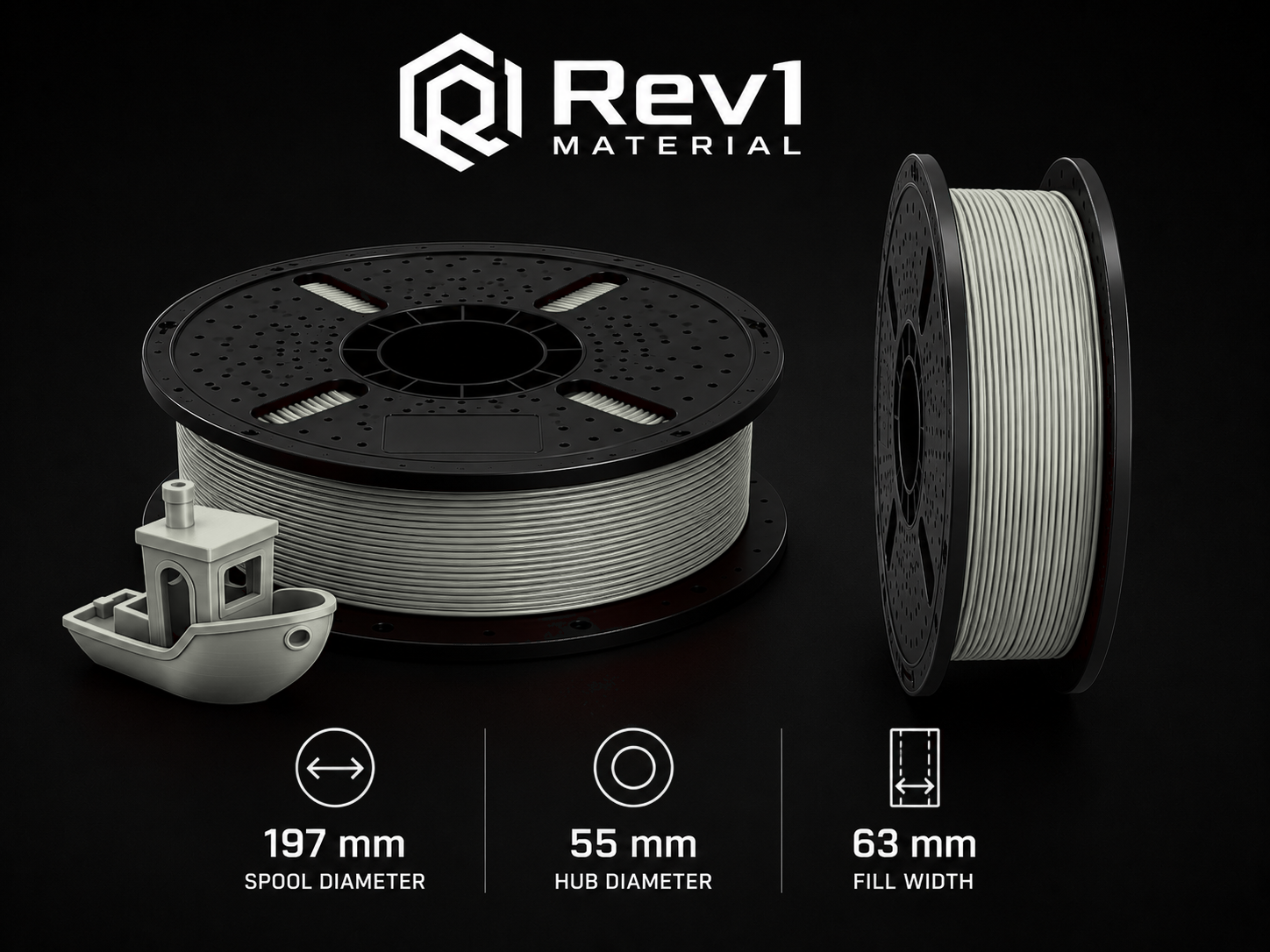 Rev1 PETG spool in grey