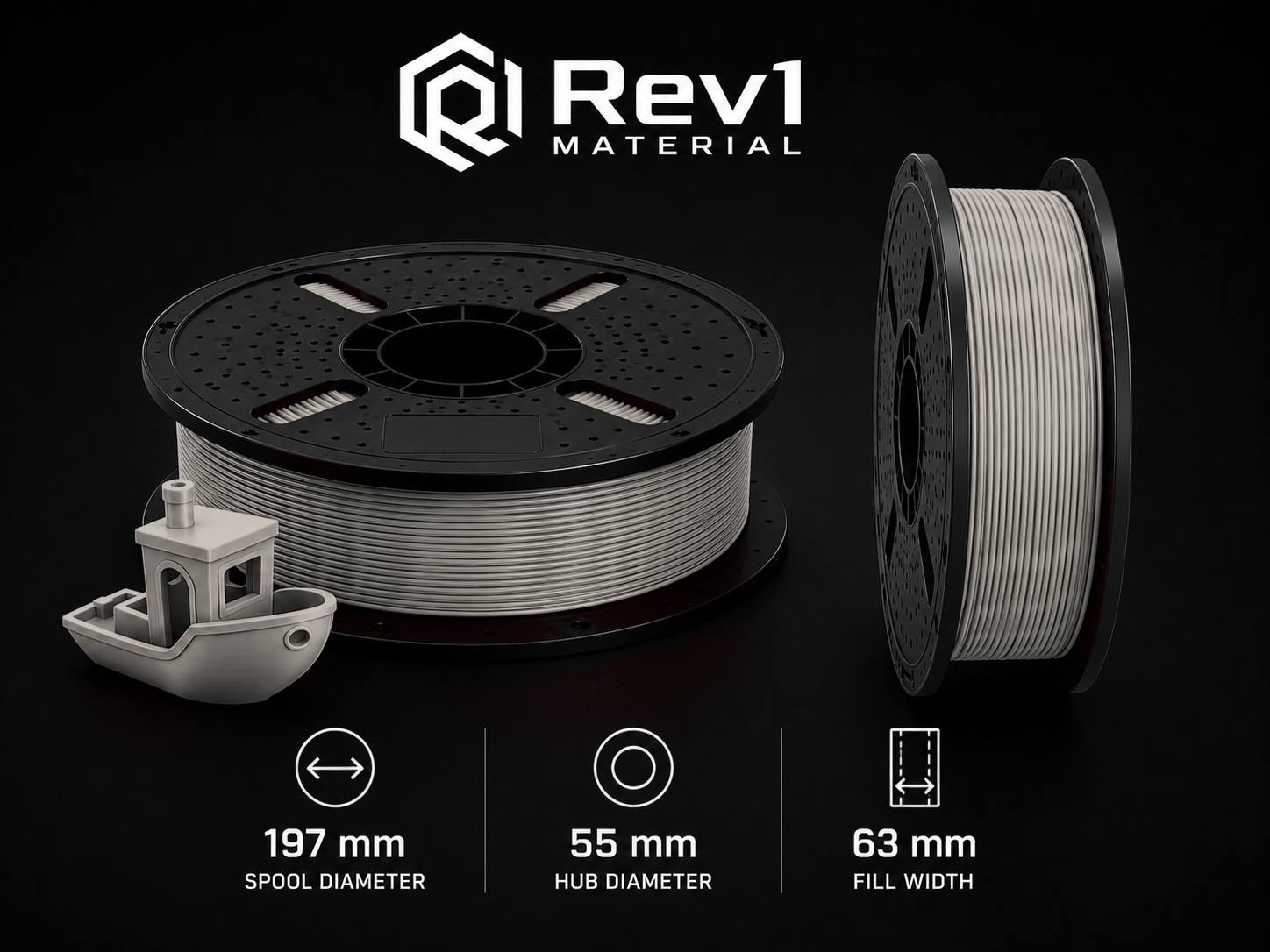 Rev1 PETG spool in silver