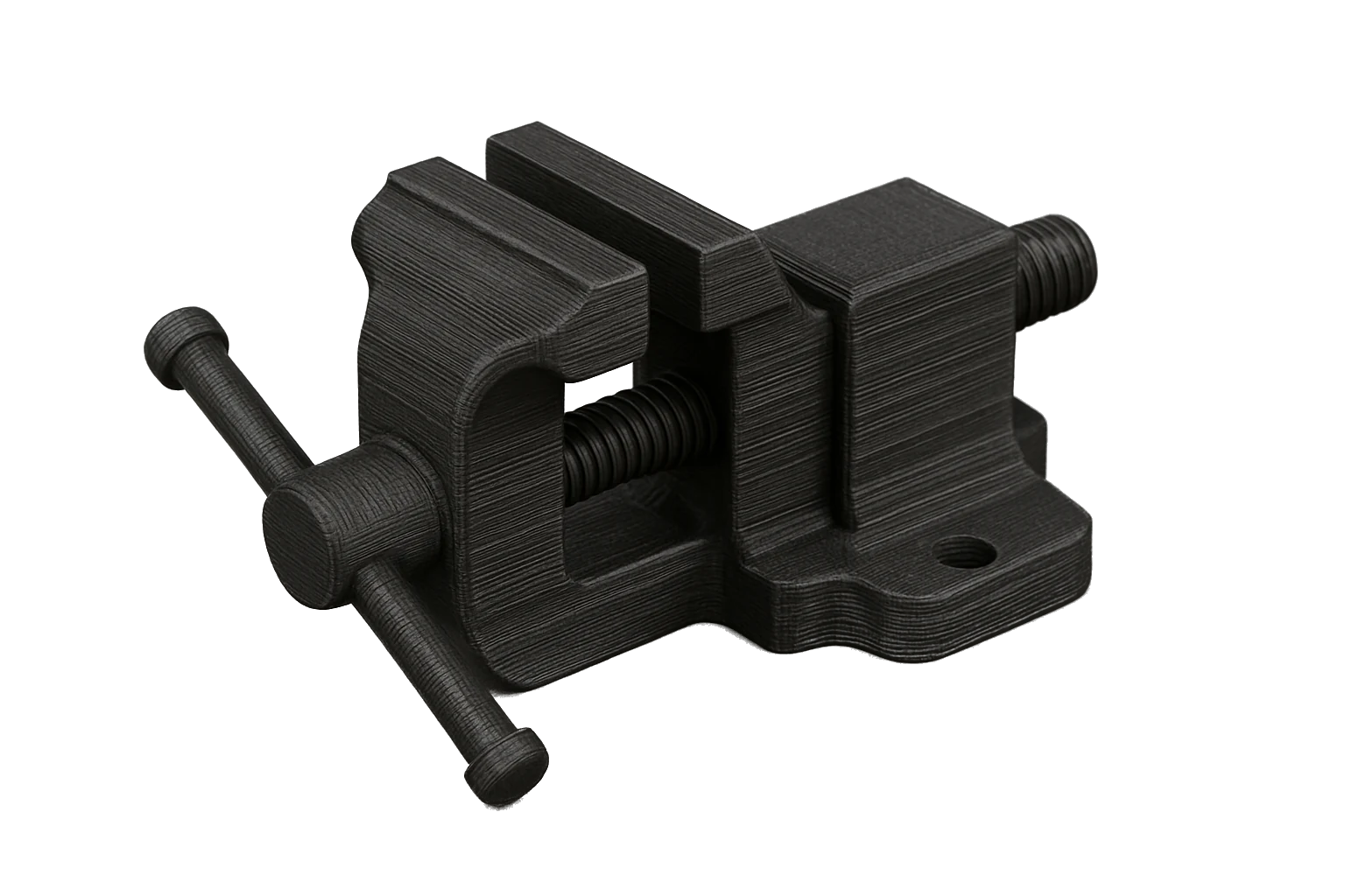 A jig and fixture 3D-printed in black Rev1 ABS
