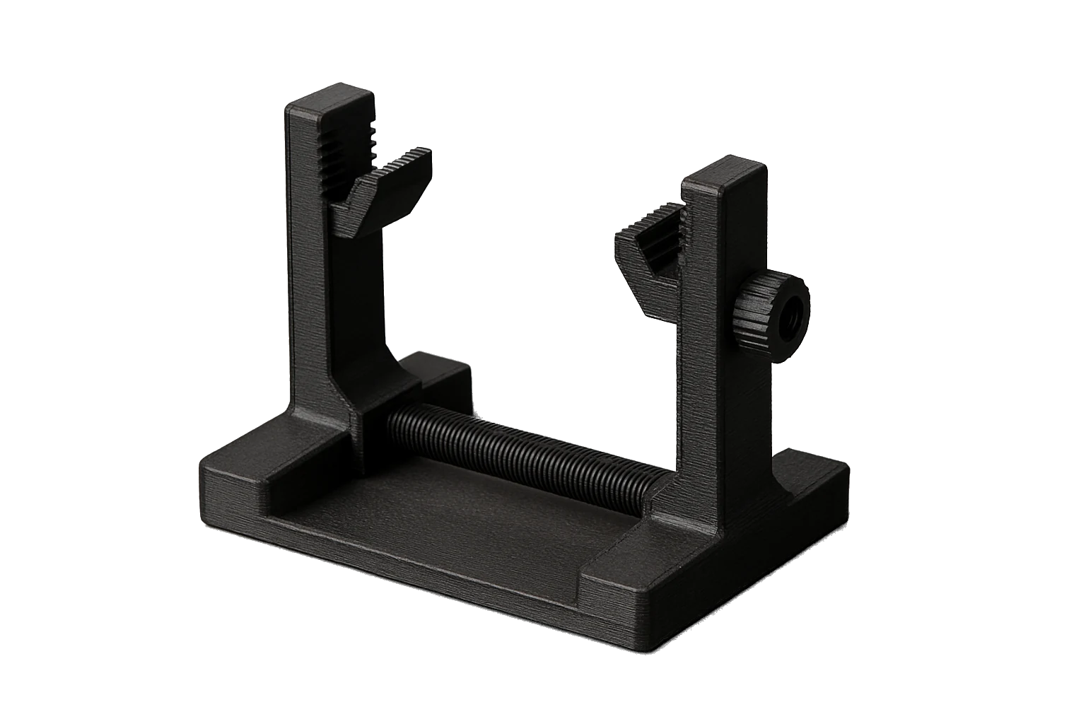 An anti-static circuit-board holder fixture 3D-printed in matte Conductive Black Rev1 ABS Conductive