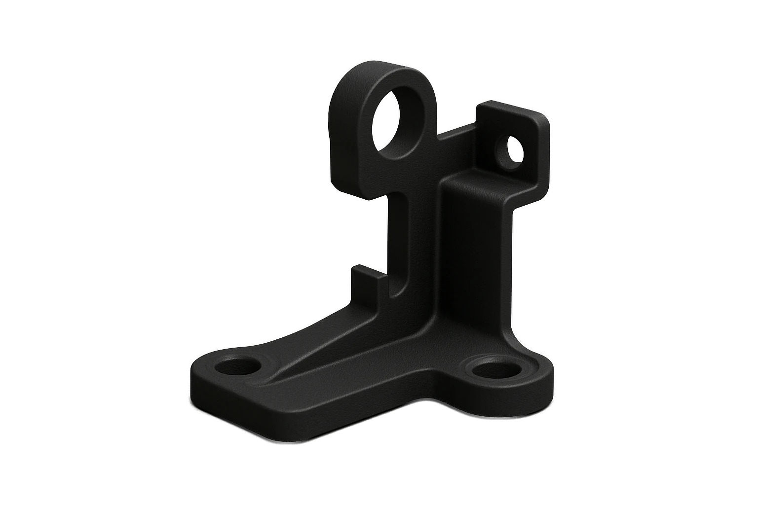 An automotive mounting bracket 3D-printed in premium black ABS Pro