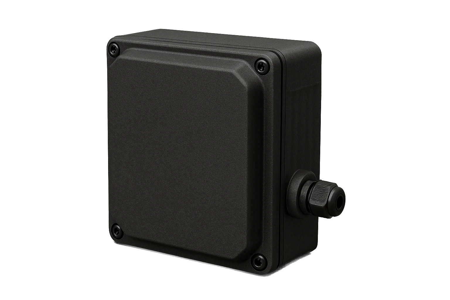 A weatherproof outdoor electronics enclosure 3D-printed in carbon fiber matte-black Rev1 ASA-CF