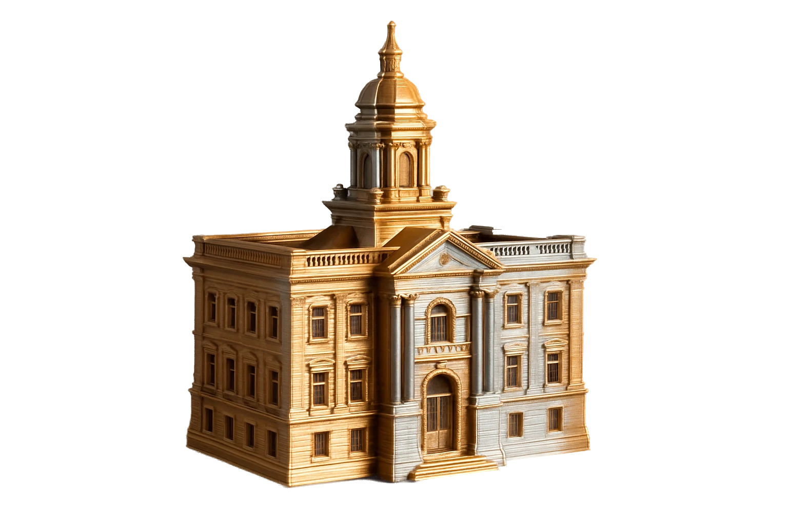 Decorative architectural model 3D-printed in glossy dual-tone silk PLA (Rev1 PLA Dual Silk)