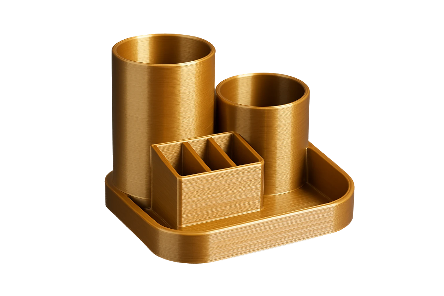 Decorative desk organizer 3D-printed in glossy dual-tone silk PLA (Rev1 PLA Dual Silk)