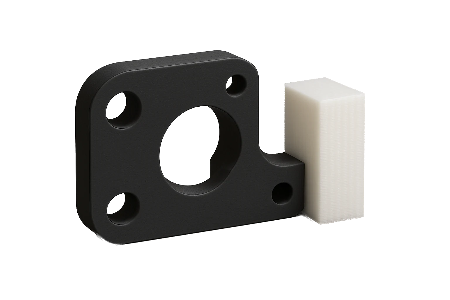 A 3D-printed part beside its removable HIPS breakaway and dissolvable support structure