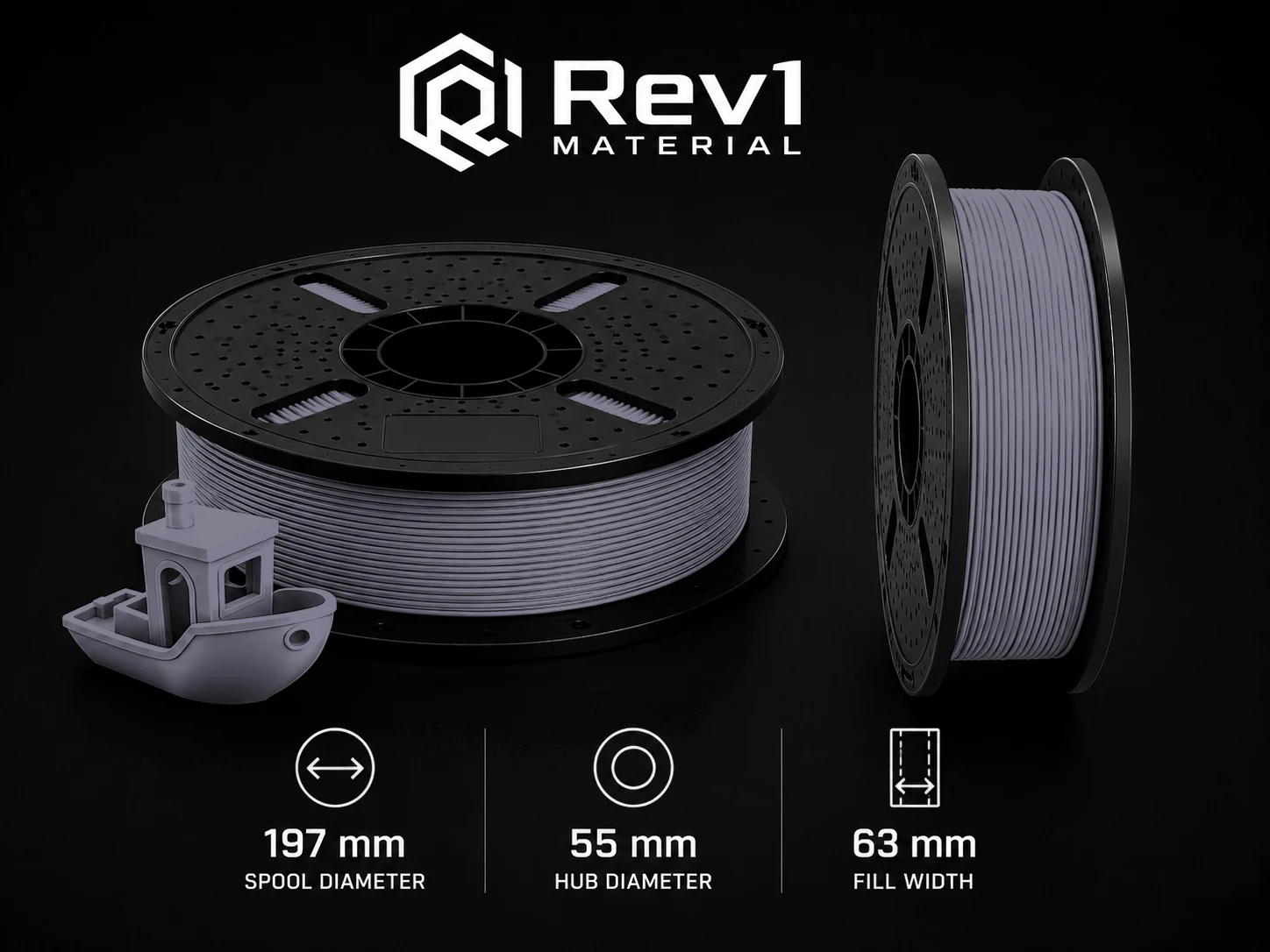 Rev1 PA12-CF Carbon Fiber Nylon filament spool