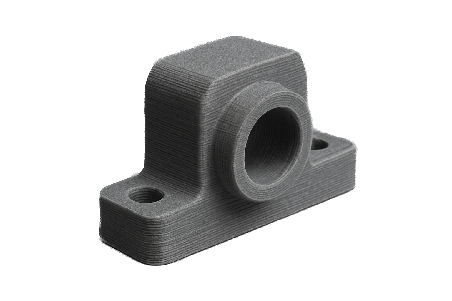 Stiff structural part 3D-printed in black Rev1 PA6-GF Glass Fiber Nylon, evenly wound