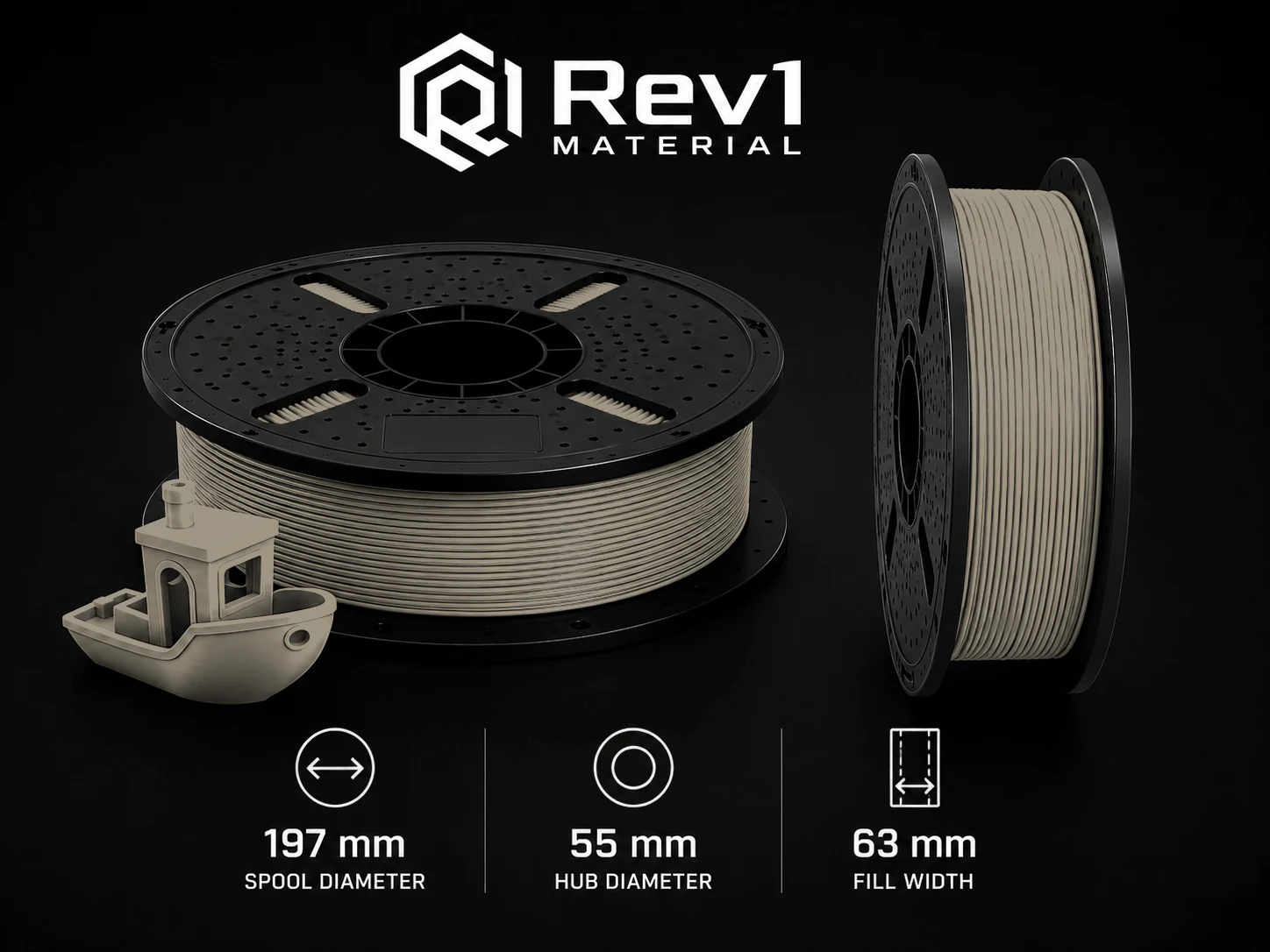 Rev1 PAHT-CF High-Temp Carbon Fiber Nylon filament spool