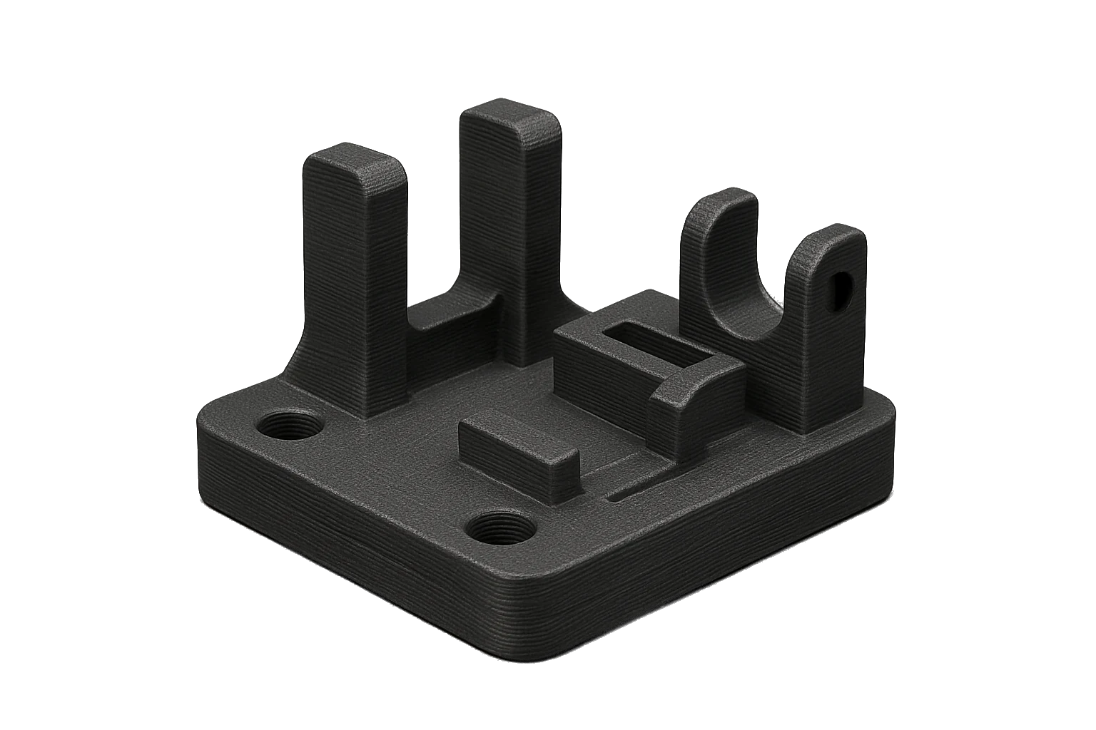 A jig and fixture 3D-printed in black Rev1 PC-ABS Alloy