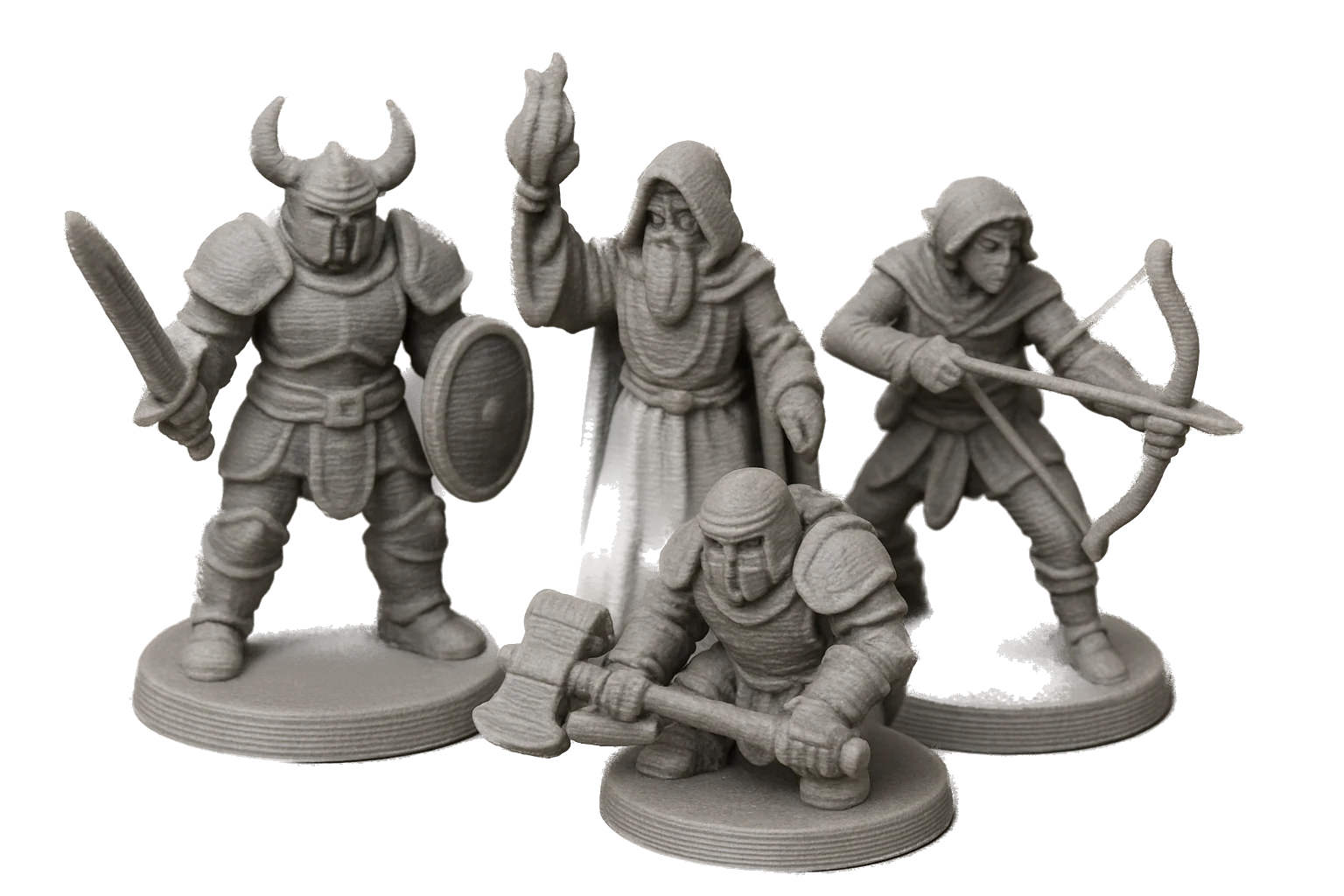 Tabletop miniatures 3D-printed in Rev1 PLA
