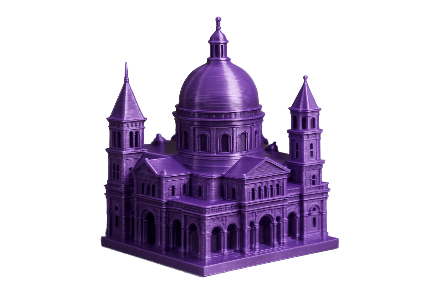 Decorative architectural scale model 3D-printed in glossy silk PLA