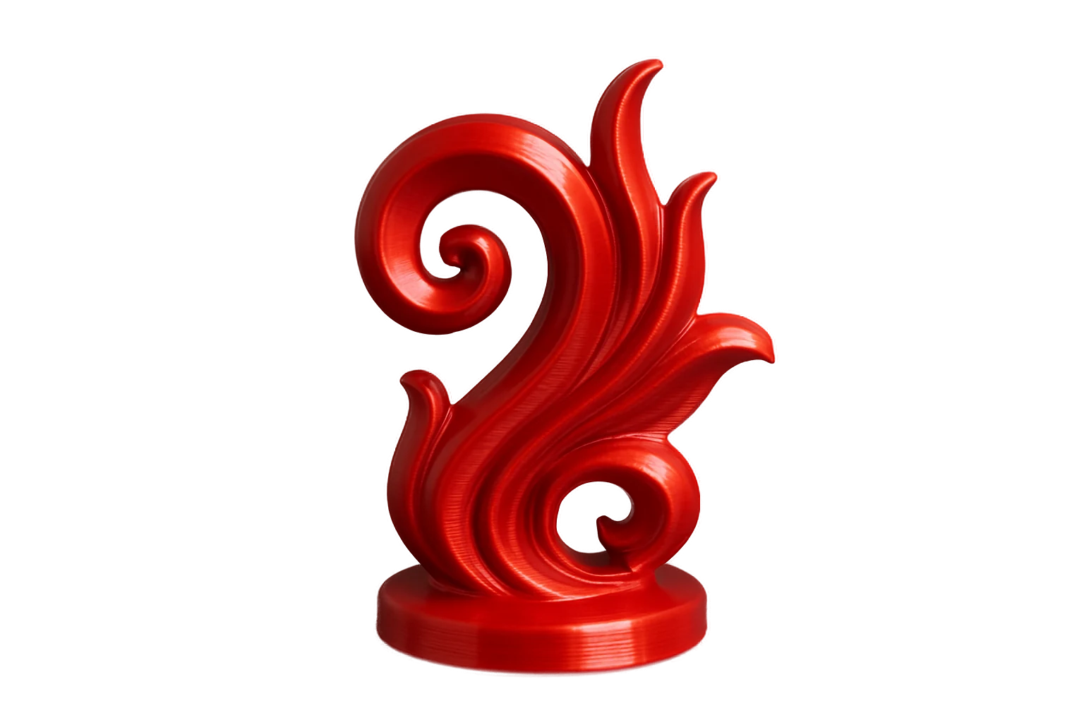 Decorative showpiece 3D-printed in glossy silk PLA with a shiny single-tone sheen