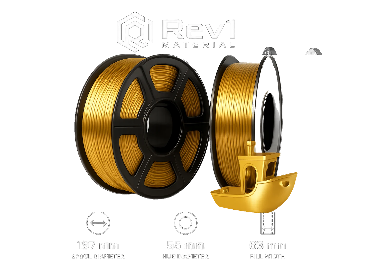 Rev1 PLA Silk glossy silk PLA filament spool in Silk Black