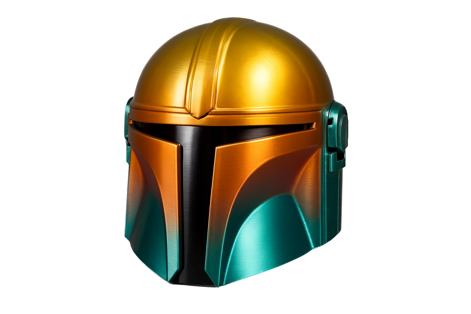 Cosplay helmet 3D-printed in glossy tri-tone silk PLA