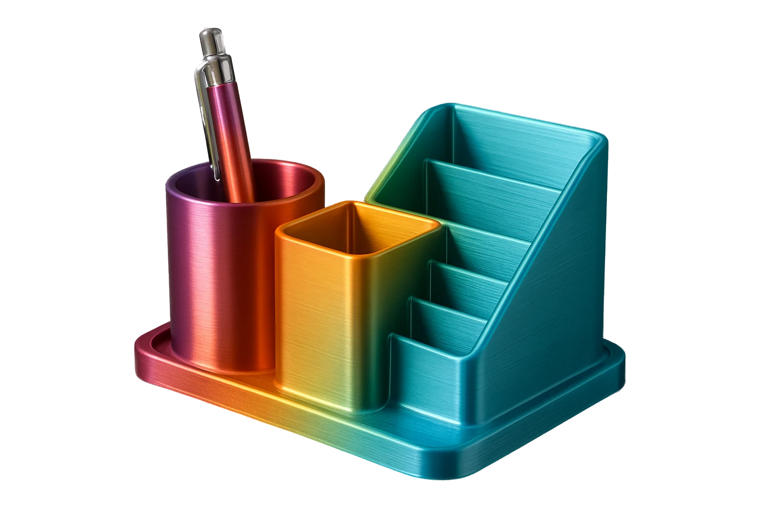 Decorative desk organizer 3D-printed in glossy tri-tone silk PLA