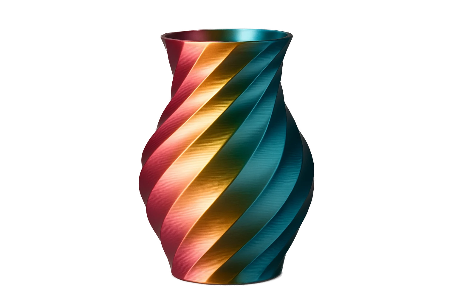 Spiral vase 3D-printed in glossy tri-tone silk PLA