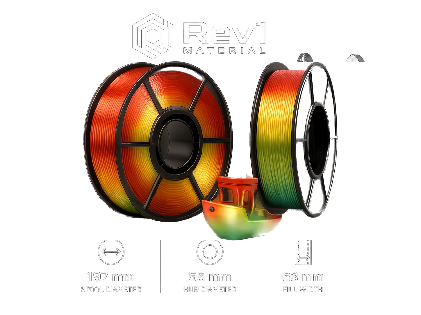 Rev1 PLA Triple Silk glossy tri-tone silk PLA filament spool