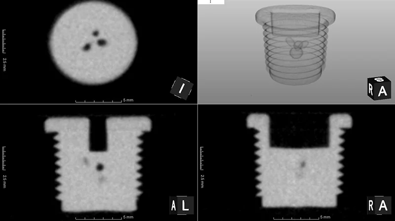 CT cross-section of a threaded fastener for dimensional metrology