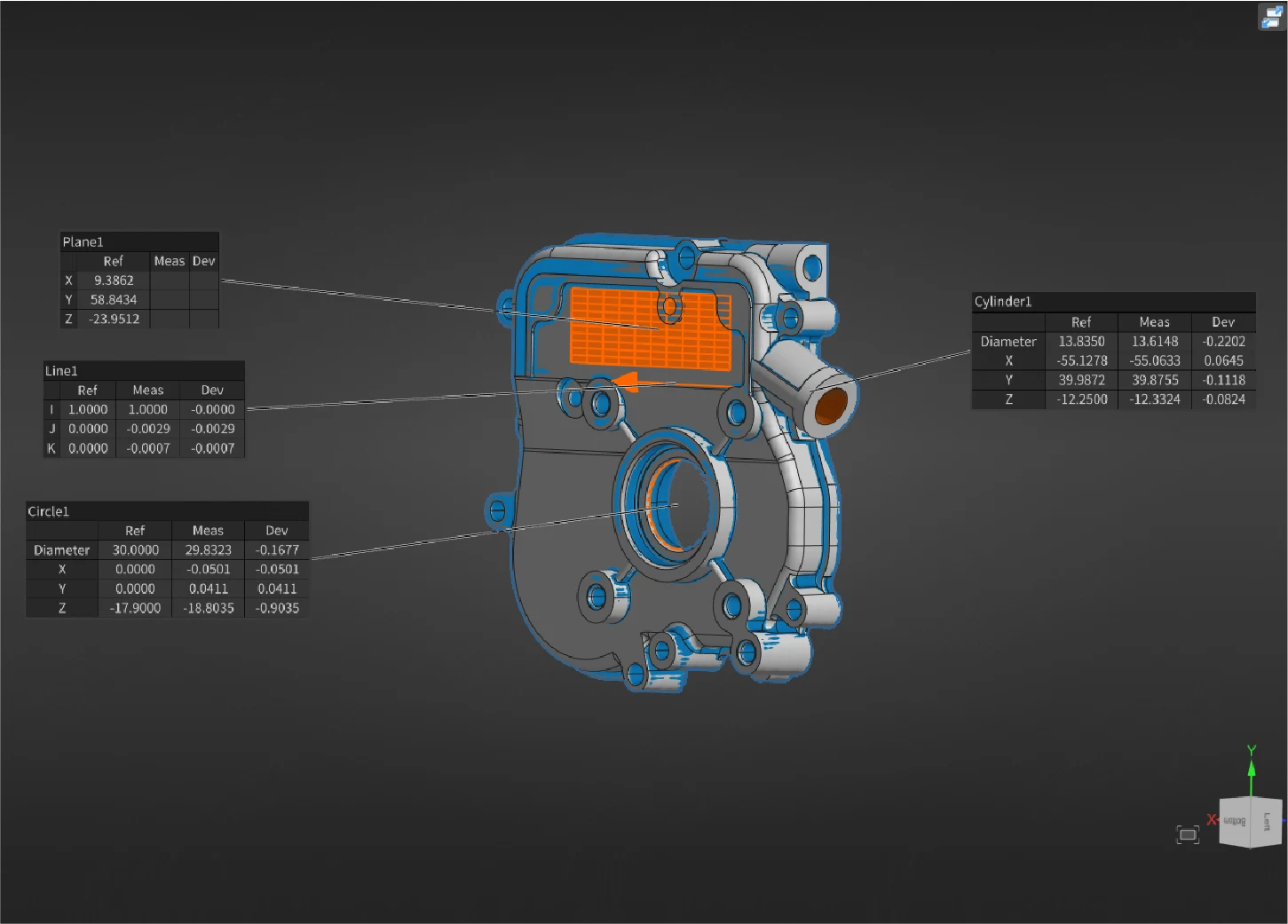SHINING 3D EXMeasure feature construction — points, lines, planes, circles, spheres, cones, and cylinders