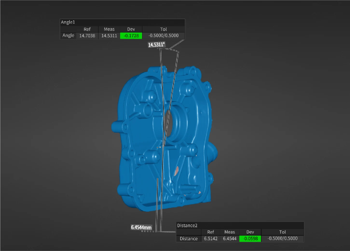 SHINING 3D EXMeasure virtual caliper measuring internal and external diameters