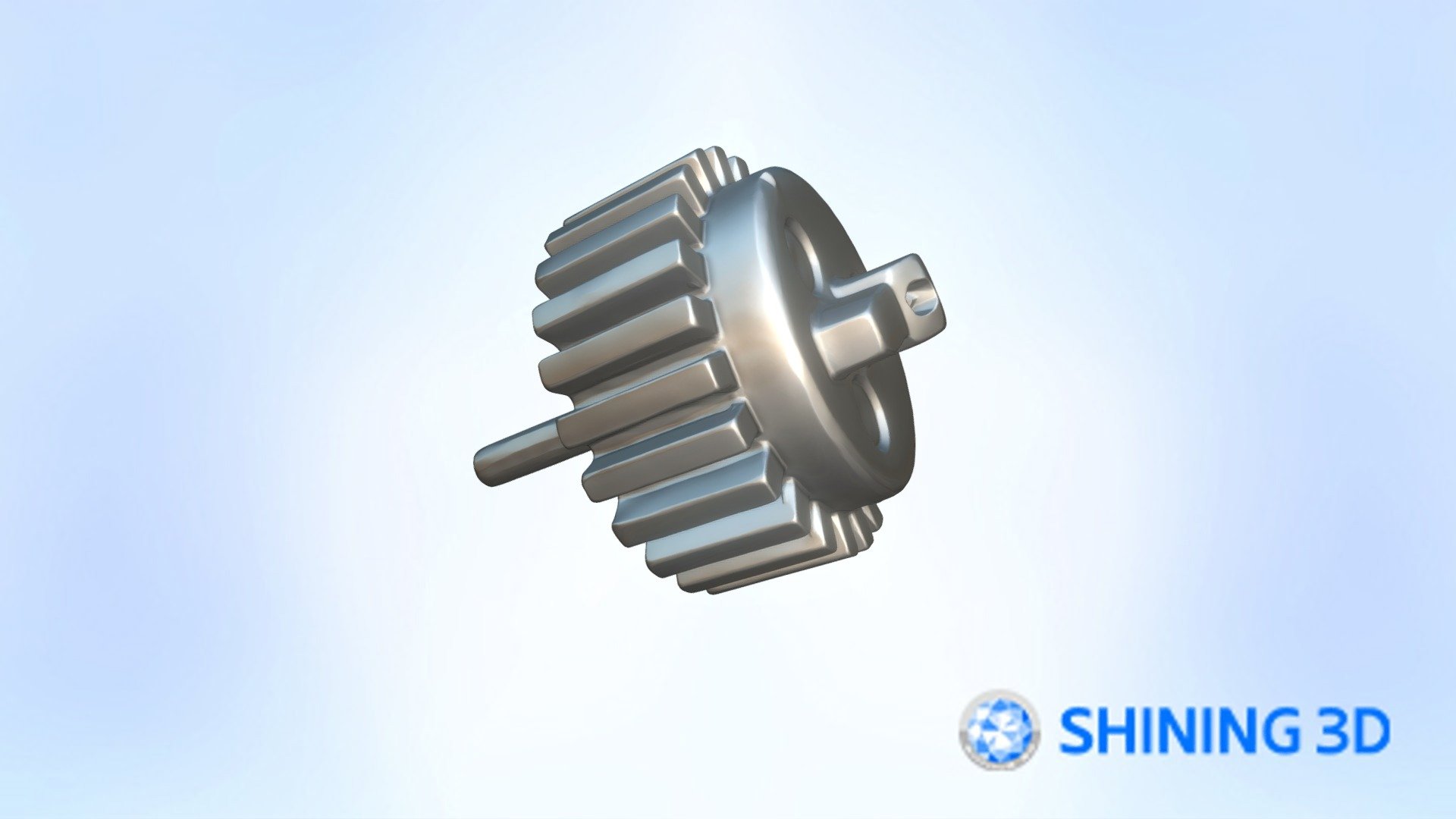 OptimScan Q12 scan result &mdash; motor gear, interactive 3D model &mdash; click to rotate in 3D