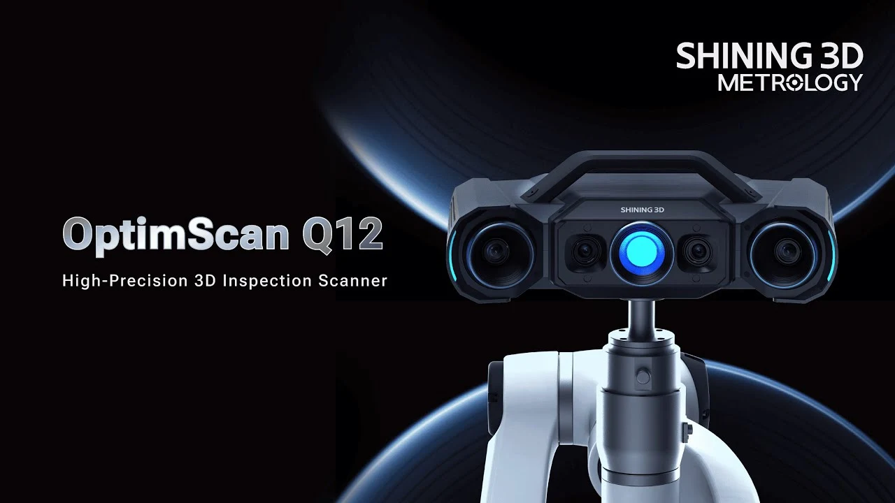 SHINING 3D OptimScan Q12 high-precision 3D inspection scanner on a robotic mount &mdash; play the demonstration video