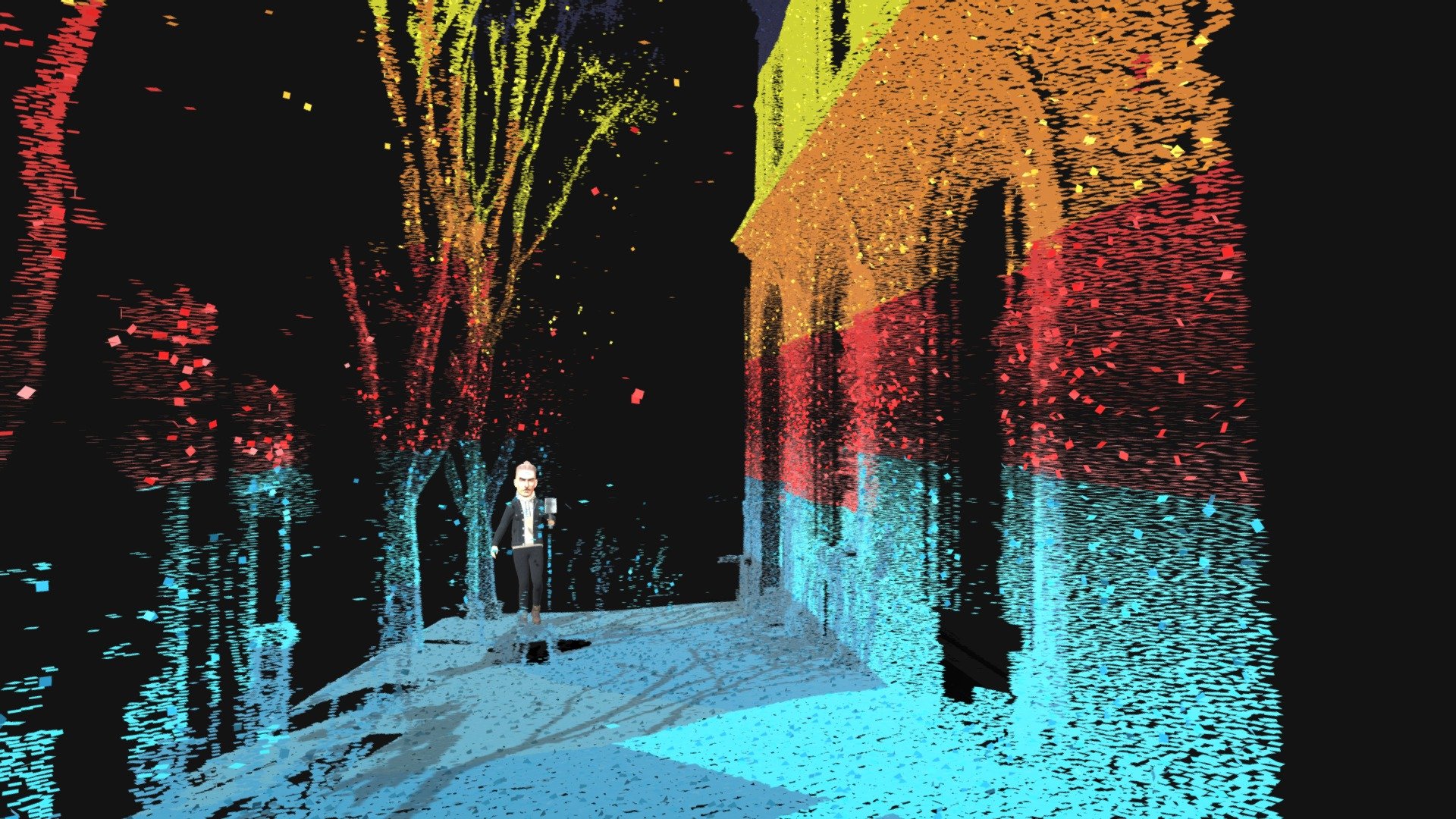 XGRIDS LixelKity K1 scanning the Thiers building &mdash; interactive 3D model with simplified point cloud &mdash; click to rotate in 3D
