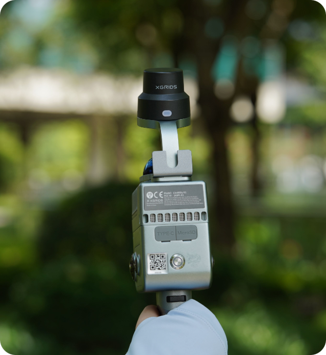 XGRIDS LixelKity K1 with RTK module accessory mounted &mdash; geo-referenced scanning in the field