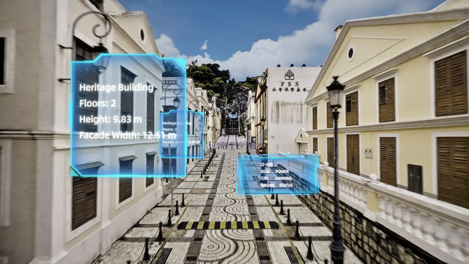 Colorized digital twin point cloud of a smart-city district from the Lixel L3